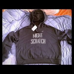 Might Scratch cat crop top hoodie M black w ears